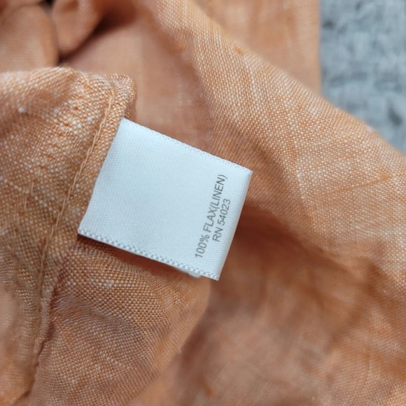Banana Republic Shirt Mens 15- 15 1/2 Peach Flax Linen Button Up Summer Casual - Picture 8 of 10